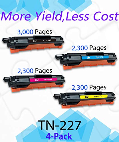 EASYPRINT (BK/C/M/Y) Compatible TN227 Toner Cartridge Replacement for TN-227BK TN-227C TN-227M TN-227Y for Brother HL-L3230CDW L3210CW L3270CDW L3290CDW MFC-L3710CW L3750CDW Printer (4 Pack)