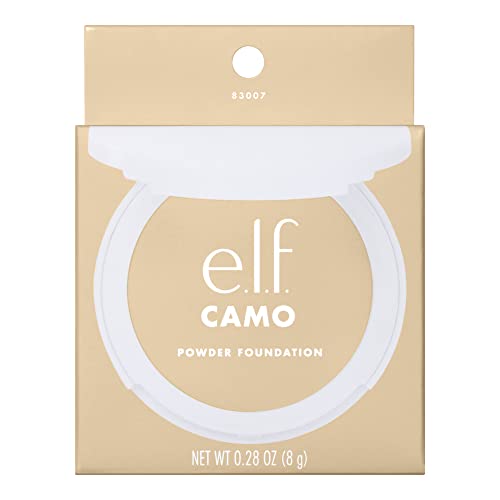e.l.f. Camo Powder Foundation, Lightweight, Primer-Infused Buildable & Long-Lasting Medium-to-Full Coverage Foundation, Fair 140 W