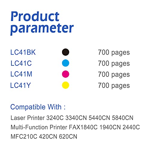 EASYPRINT Compatible (3xSet, 3xBCMY) LC41 Ink Cartridge for Brother IntelliFax 1840c, 2440c; MFC-3340CN, 210C, 215C, 420cn, 425CN, 5440CN, 620CN, 640CW, 820cw; DCP-110C, 115C, 120C, (Total 12-Pack)