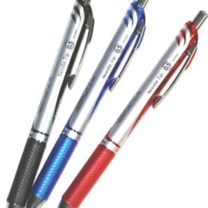 Pentel Energel Deluxe RTX Retractable Liquid Gel Pen,0.5mm, Fine Line, Needle Tip, Black.blue.red Ink-value set of 3