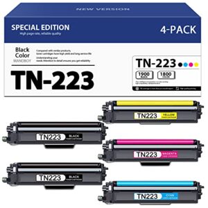 mandboy compatible tn223 toner cartridge 𝐇𝐢𝐠𝐡 𝐘𝐢𝐞𝐥𝐝 tn-223 bk/c/m/y replacement for brother mfc-l3770cdw mfc-l3710cw mfc-l3750cdw mfc-l3730cdw hl-3230cdn dcp-l3550cdw printer 5 pack
