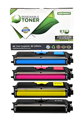 Renewable Toner Compatible Toner Cartridge Replacement for Brother TN210 TN-210C TN-210M TN-210Y TN-210BK Printers DCP-9010 MFC-9010 9120 9125 9320 9325 HL-3040 3045 3070 3075 (Pack of 4 CMYK)