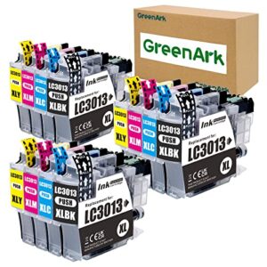 greenark compatible ink cartridge replacement for brother lc3013 lc-3013 xl high yield ink use for brother mfc-j491dw, mfc-j497dw, mfc-j690dw, mfc-j895dw printer (3 black, 3 cyan, 3 magenta, 3 yellow)