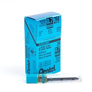 pentel super hi-polymer lead refill, 0.7mm medium, 2h, 144 pieces of lead (50-2h),gray