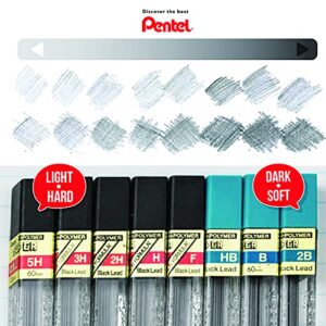 Pentel Super Hi-Polymer Lead Refill, 0.7mm Medium, 2H, 144 Pieces of Lead (50-2H),Gray