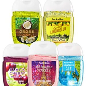 Bath and Body Works Anti-Bacterial Hand Gel 5-Pack PocketBac Sanitizers, Assorted Scents, 1 fl oz each