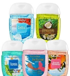 Bath and Body Works Anti-Bacterial Hand Gel 5-Pack PocketBac Sanitizers, Assorted Scents, 1 fl oz each