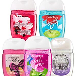 Bath and Body Works Anti-Bacterial Hand Gel 5-Pack PocketBac Sanitizers, Assorted Scents, 1 fl oz each