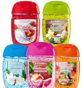 Bath and Body Works Anti-Bacterial Hand Gel 5-Pack PocketBac Sanitizers, Assorted Scents, 1 fl oz each