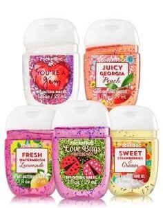 Bath and Body Works Anti-Bacterial Hand Gel 5-Pack PocketBac Sanitizers, Assorted Scents, 1 fl oz each