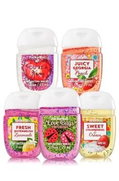 Bath and Body Works Anti-Bacterial Hand Gel 5-Pack PocketBac Sanitizers, Assorted Scents, 1 fl oz each