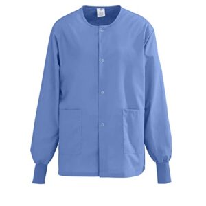 medline performax 829 unisex snap-front warm-up jacket, ciel blue, size medium