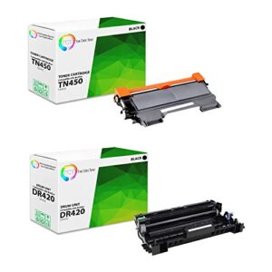 tct premium compatible toner cartridge and drum unit replacement for brother tn450 dr420 works with brother hl-2220 2230 2270, mfc-7360 7460dn 7860dw, dcp-7070dw printers (2 tn-450, 1 dr-420) – 3 pack