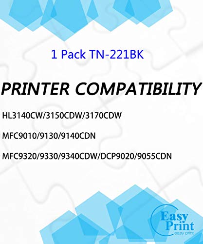 (1-Pack) Compatible Black TN-221 TN221 Toner Cartridge Used for Brother HL-3140CW 3150CDW 3170CDW MFC-9130CW 9140CDN 9332CDW DCP-9020CDW Printer, by EasyPrint