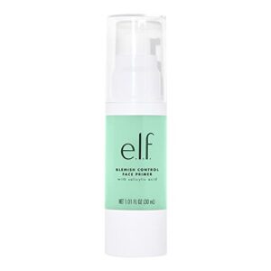 e.l.f., Blemish Control Face Primer - Large, Long Lasting, Skin Perfecting, Controls Breakouts and Blemishes, Matte Finish, Infused with Salicylic Acid, Vitamin E & Tea Tree, 1.01 fl Oz