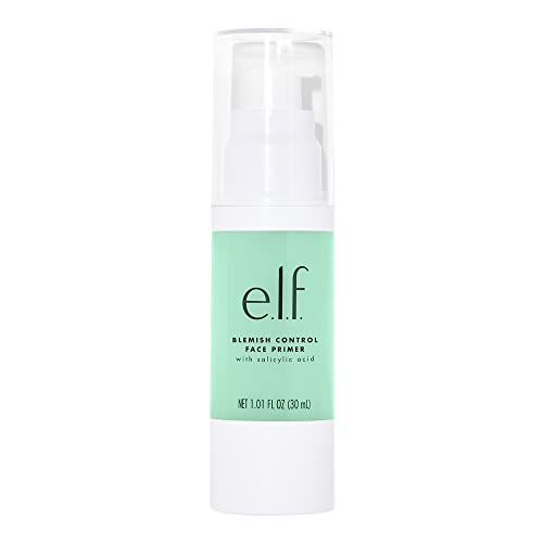 e.l.f., Blemish Control Face Primer - Large, Long Lasting, Skin Perfecting, Controls Breakouts and Blemishes, Matte Finish, Infused with Salicylic Acid, Vitamin E & Tea Tree, 1.01 fl Oz