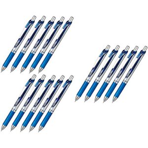 pentel new energel deluxe rtx retractable liquid gel pen,ultra micro point 0.3mm, fine line, needle tip, blue ink value set of 15