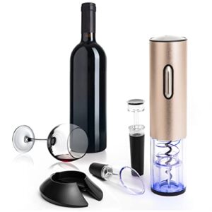 moss & stone electric wine opener set, corkscrew remover with usb charging, wine bottle opener with wine pourer, foil cutter & vacuum stopper, automatic wine opener for wine lovers
