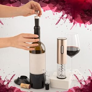 Moss & Stone Electric Wine Opener Set, Corkscrew Remover With USB Charging, Wine Bottle Opener with Wine Pourer, Foil Cutter & Vacuum Stopper, Automatic Wine Opener For Wine Lovers