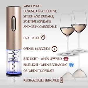 Moss & Stone Electric Wine Opener Set, Corkscrew Remover With USB Charging, Wine Bottle Opener with Wine Pourer, Foil Cutter & Vacuum Stopper, Automatic Wine Opener For Wine Lovers