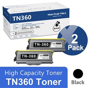 tn-360 tn360 toner cartridge 2pack compatible replacement for brother tn-360 black high yield toner cartridge, 2/pack tn3602pk mfc-7040 mfc-7320 hl-2120 hl-2125 dcp-7030 dcp-7040 printer toner