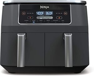 ninja dz201bk foodi 6-in-1 2-basket air fryer with dualzone technology, 8-quart capacity (black stainless) (renewed)