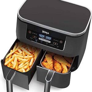 Ninja DZ201BK Foodi 6-in-1 2-Basket Air Fryer with DualZone Technology, 8-Quart Capacity (Black Stainless) (Renewed)