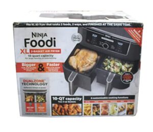 ninja foodi 6-in-1 10-qt. xl 2-basket air fryer with dualzone technology. ad350co. basket air fryer with 2 independent frying baskets, match cook & smart finish to roast, broil, dehydrate & more for quick, easy family-sized meals.