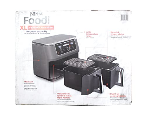 Ninja Foodi 6-in-1 10-qt. XL 2-Basket Air Fryer with DualZone Technology. AD350CO. Basket Air Fryer with 2 Independent Frying Baskets, Match Cook & Smart Finish to Roast, Broil, Dehydrate & More for Quick, Easy Family-Sized Meals.