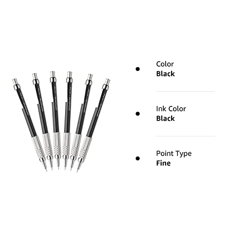 Pentel GraphGear 500 Automatic Drafting Pencil, 0.5mm, Black, Pack of 6