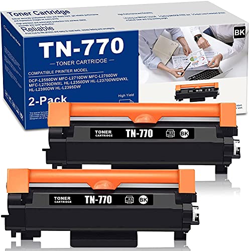 Neoa (2-PK,Black) TN770 TN-770 High Yield Compatible Toner Cartridge Replacement for Brother DCP-L2550DW MFC- L2750DWXL 2370DW/DWXL Printer, Sold by NEODAYNET TN-770 2PK