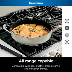 Ninja CW102WH Foodi NeverStick PossiblePan, Premium Set with 4-Quart Capacity Pan, Steamer/Strainer Basket, Glass Lid & Integrated Spatula, Nonstick, Durable & Oven Safe to 500°F, Vanilla Bean