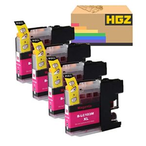 hgz 4 color compatible ink cartridge magenta replacement for lc103 compatible with mfc j870dw j450dw j470dw j650dw j4410dw j4510dw j4710dw j6720 (4magenta)