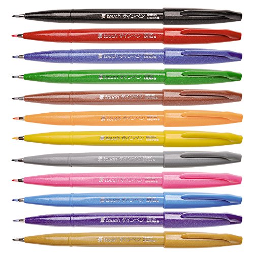 Pentel Fude Touch Sign Pen, Black, Felt Pen Like Brush Stroke (SES15C-A)