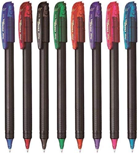 Pentel Energel Roller Gel Pen 0.7mm Metal Tip, 8 Assorted Colors, (Pack of 1)