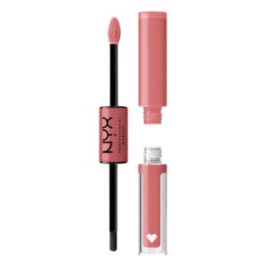 nyx professional makeup shine loud, long-lasting liquid lipstick with clear lip gloss – cash flow (light dusty rose)