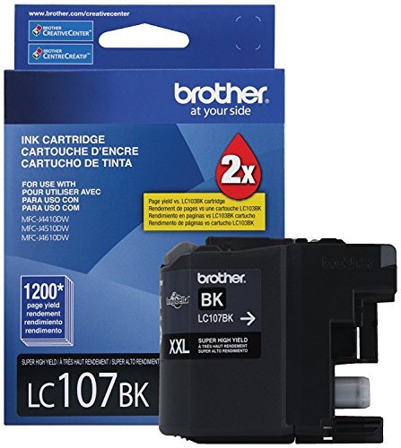 Brother LC107BK OEM Ink - MFC-J4310DW 4410DW 4510DW 4610DW 4710DW Super High Yield Black Ink (1200 Yield) OEM