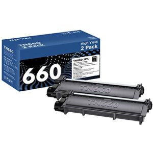 twin pack tn660 2pk replacement for brother tn660 tn630 high yield toner cartridge, for hl-l2300d hl-l2340dw hl-l2380dw dcp-l2520dw dcp-l2540dw mfc-l2720dw mfc-l2700dw mfc-l2740dw (black, 2 pack)