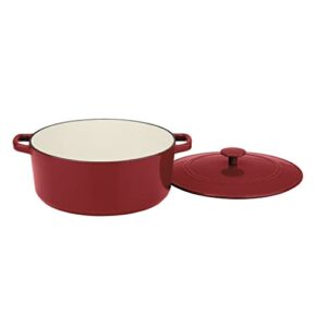 cuisinart chef’s classic enameled cast iron 7-quart round covered casserole, cardinal red