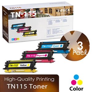 TN115 TN 115 High Yield Toner Cartridge 3 Pack TN115C TN115M TN115Y Toner Cartridge - HIYO Compatible Replacement for Brother TN115 TN110 HL-4040CDW MFC-9450CDN DCP-9040CN 9042CDN Printers (1C/1M/1Y)