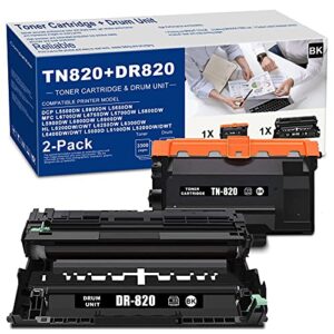 neoa (2 pk,black) 1 pack tn820 tn-820toner cartridge + 1 pack dr820 dr-820 drum unit compatible replacement for brother dcp l5500dn l5600dn l5650dn mfc l6700dw l6750dw l5700dw l5800dw l5900dw printer