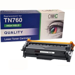 omc compatible tn760 high yield toner cartridge replacement tn-760 tn730 tn-730 for use with brother hl-l2325dw hl-l2390dw mfc-l2710dw mfc-l2750dw mfc-l2717dw dcp-l2550dw (1-pack)