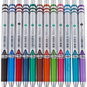 Pentel Gel Ink Pen, EnerGel RTX Retractable (0.7mm) Medium Point, Assorted Gel Ink Colors, 12 Pk (BL77BP12M)