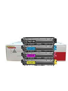 speedy toner compatible toner cartridges tn221/tn225 use for brother mfc-9130 mfc-9130cw replaces part # tn-221bk, tn-225c, tn-225y and tn-225m- (4 pack)