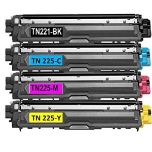 Speedy Toner Compatible Toner Cartridges TN221/TN225 use for Brother MFC-9130 MFC-9130CW Replaces Part # TN-221BK, TN-225C, TN-225Y and TN-225M- (4 Pack)