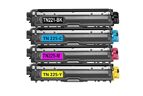 Speedy Toner Compatible Toner Cartridges TN221/TN225 use for Brother MFC-9130 MFC-9130CW Replaces Part # TN-221BK, TN-225C, TN-225Y and TN-225M- (4 Pack)