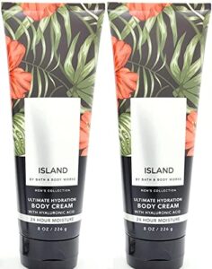 bath & body works bath and body works island men’s collection ultimate hydration ultra shea cream 8 oz 2 pack (island) green 1 pounds 16 ounce