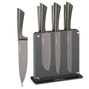 cuisinart classic 8pc colored stainless steel cutlery set with acrylic block black – c77-8pmox