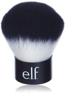 e.l.f., kabuki face brush, synthetic haired, versatile, compact, applies bronzer, powder, or highlighter, soft, absorbent, wet or dry product, compact, travel-size, 0.64 oz