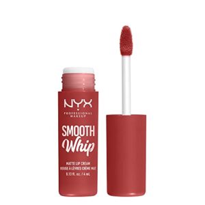 nyx professional makeup smooth whip matte lip cream, long lasting, moisturizing, vegan liquid lipstick – parfait (midtone red nude)